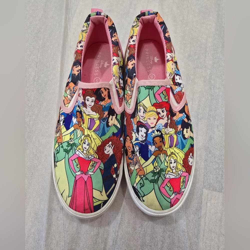 Disney Princess Kids Slip-On Sneakers - Pink and Multicolor